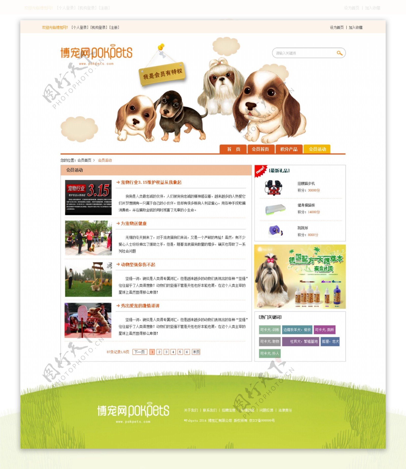 宠物网站会员活动页面模板