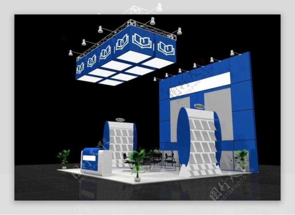 创意绚丽蓝色商业展厅设计