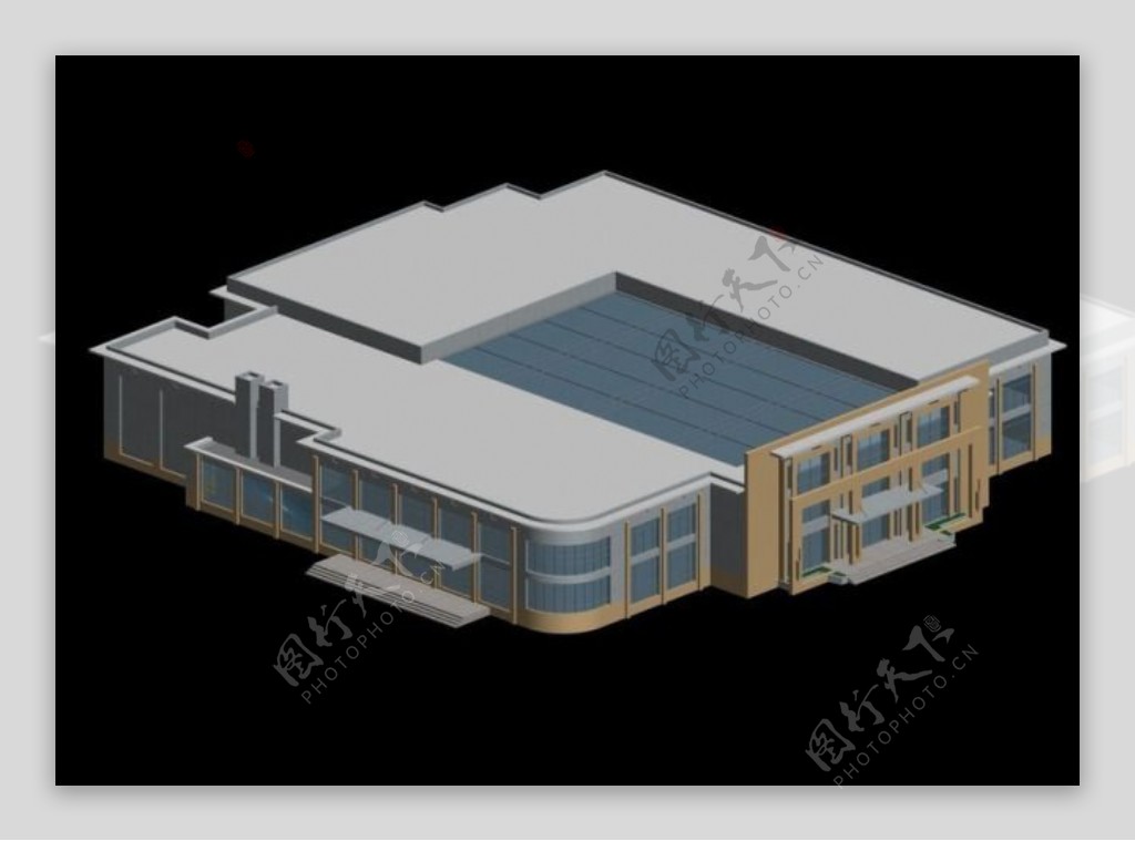 现代学校方形建筑群3D模型设计