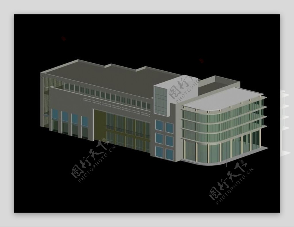 现代时尚小公建建筑3D模型