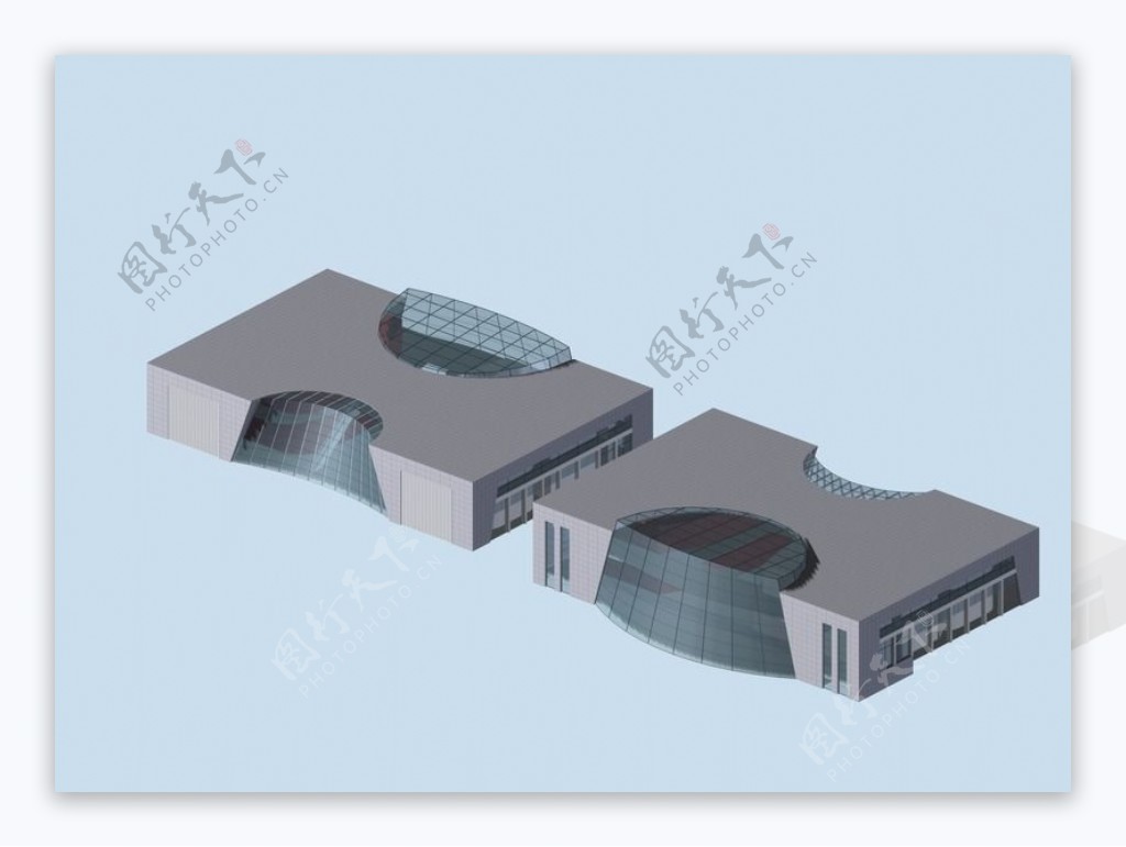 灰色时尚小公建建筑3D模型