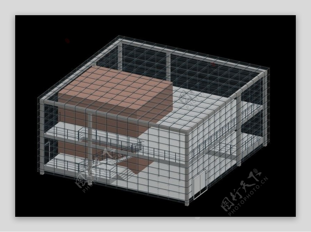 方形小公建建筑3D模型