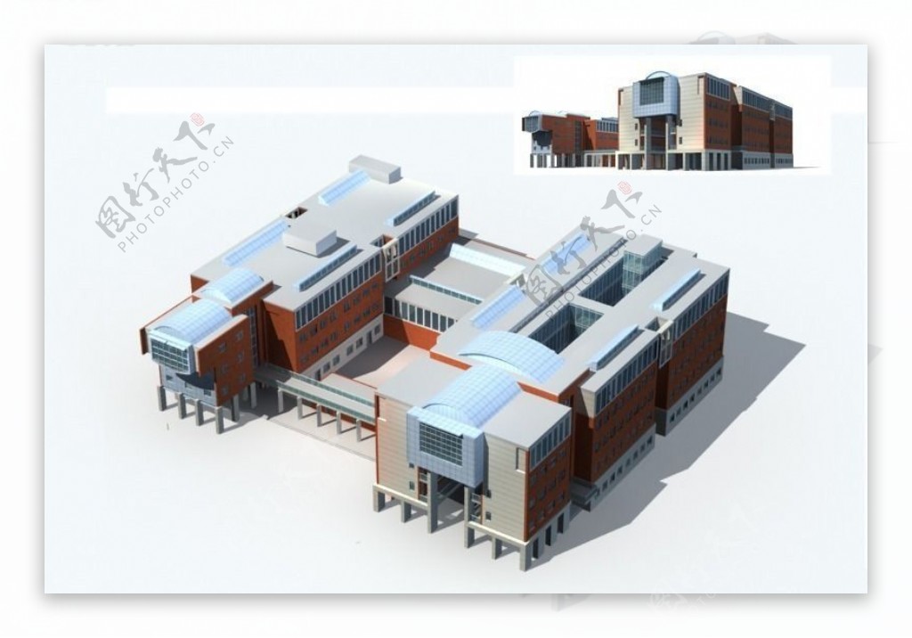 现代学校教学楼建筑设计3D模型