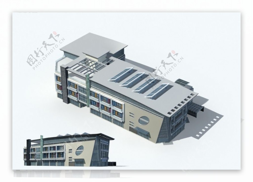 小型办公楼层建筑设计3D模型