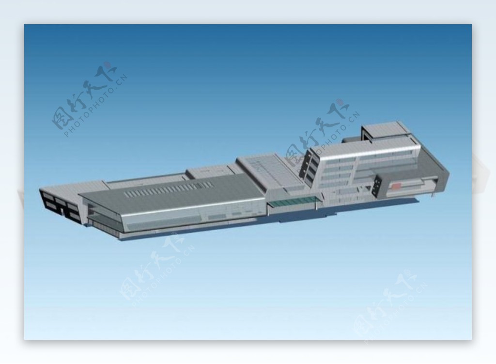 现代梯形商业中心建筑群3D模板