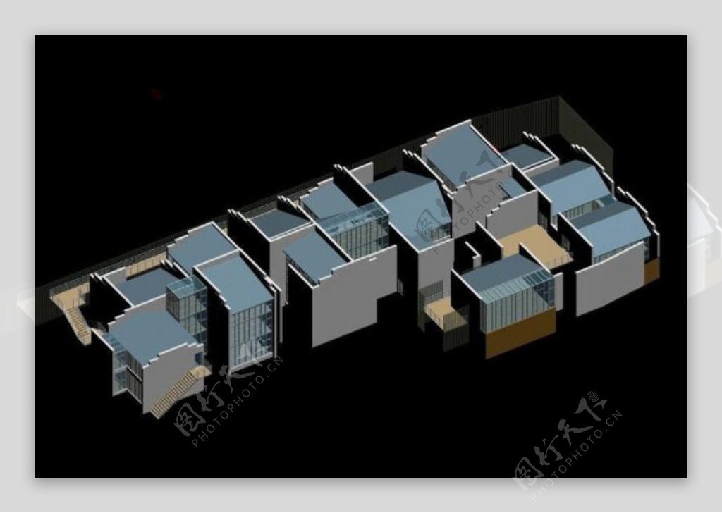 徽式风格建筑群3D模型图