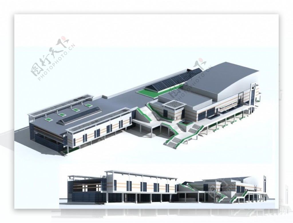 气派多层公建建筑3D模型