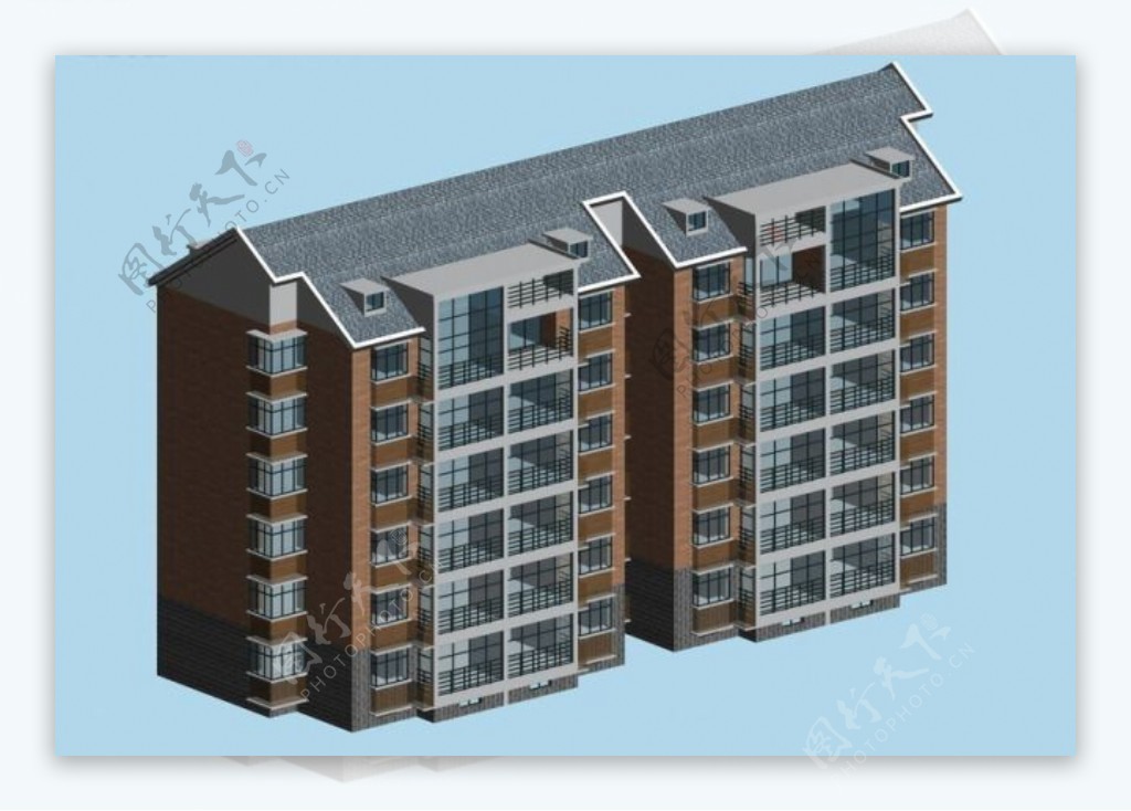 多层现代住宅楼3D模型设计