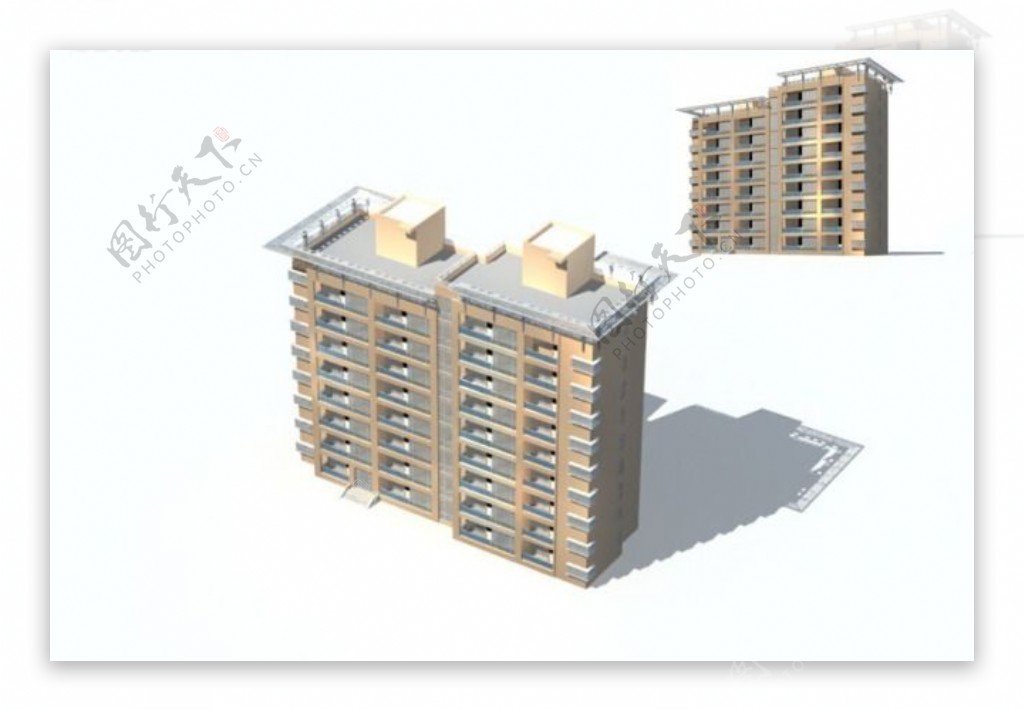 现代新式住宅区建筑群3D效果图