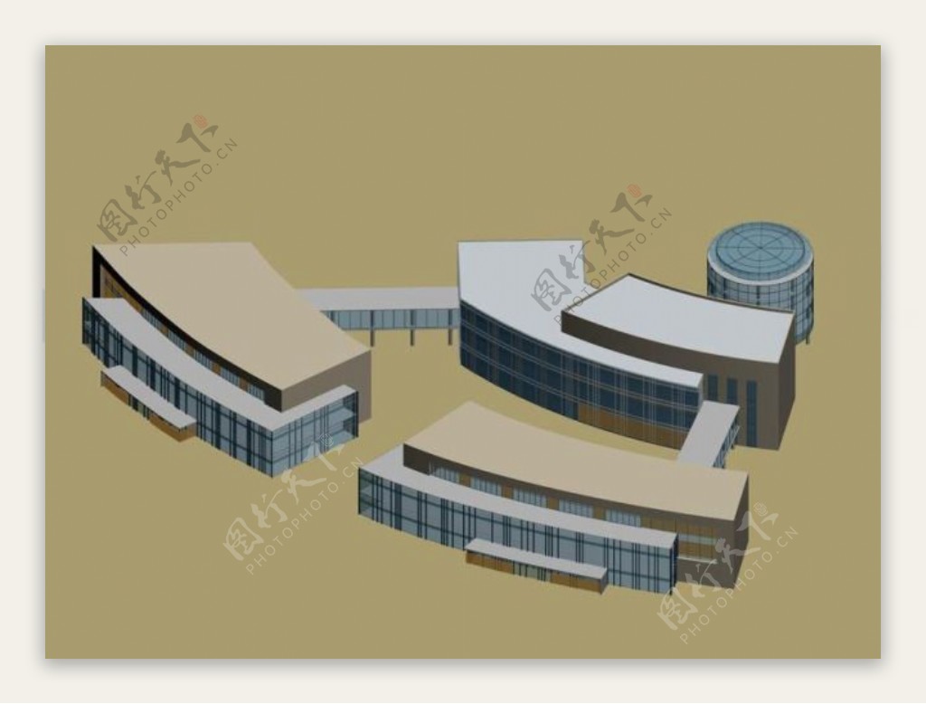 扇形建筑城市规划3D模型