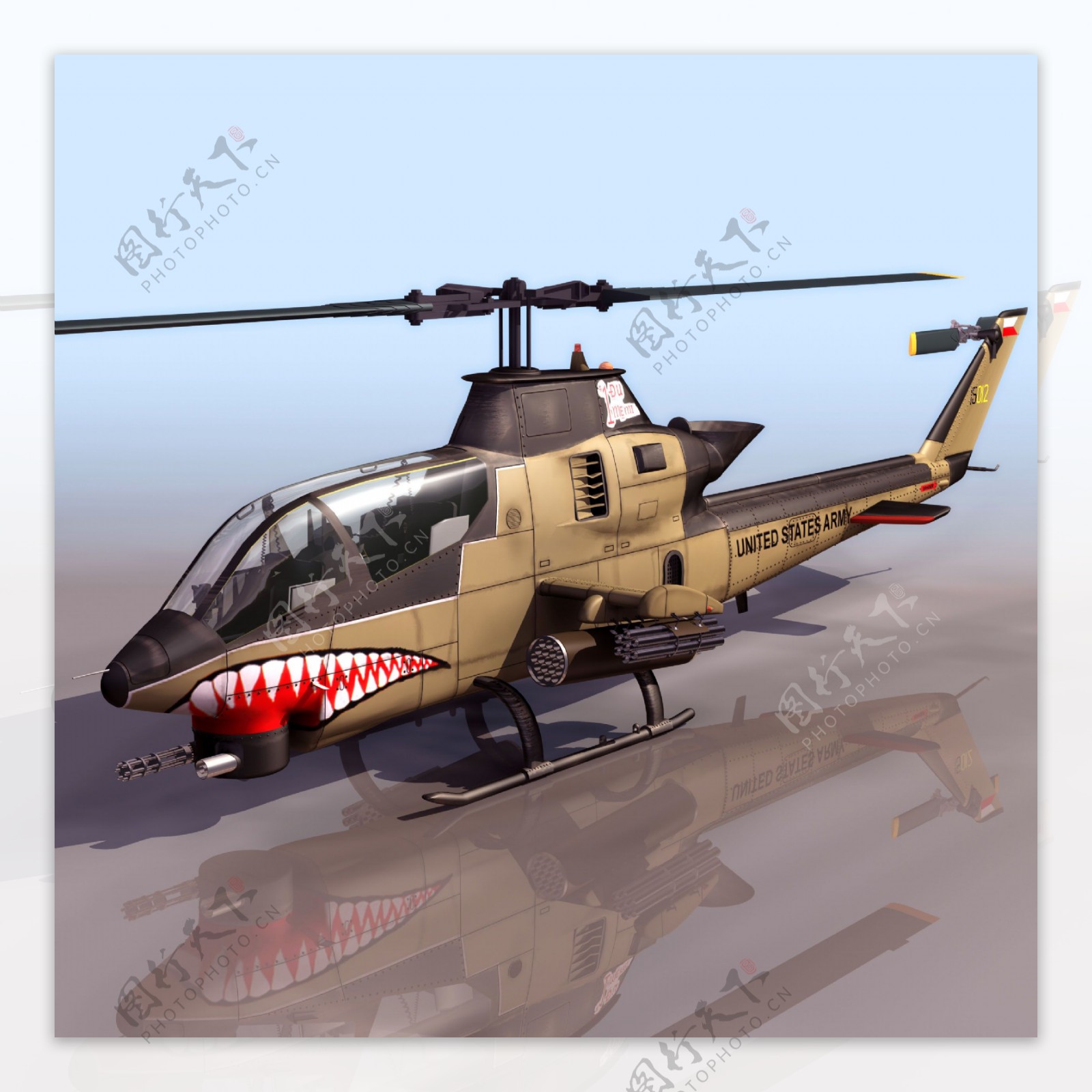 鲨鱼涂装的直升机