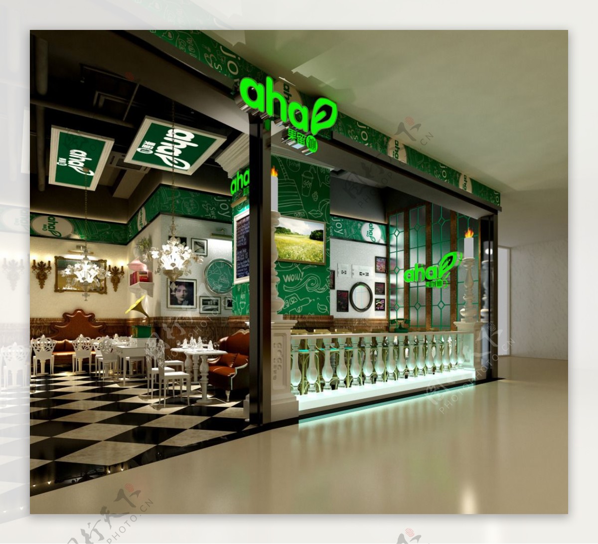 绿色港式茶餐厅