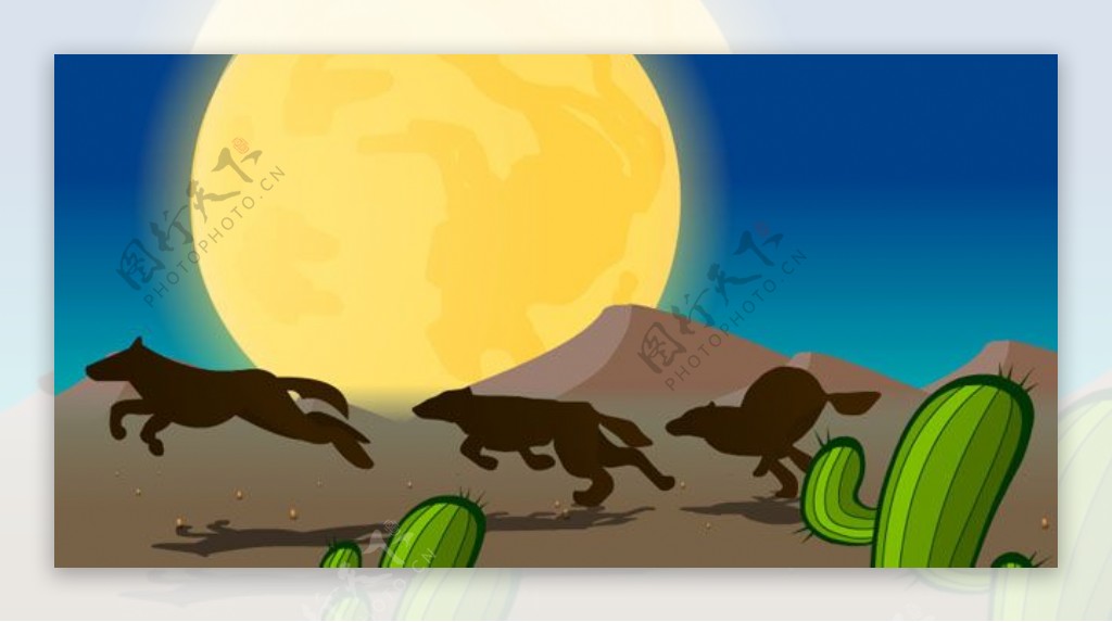 沙漠奔跑的狼狗