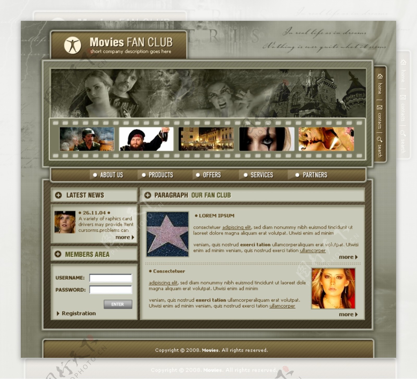 银幕影迷俱乐部网页模板