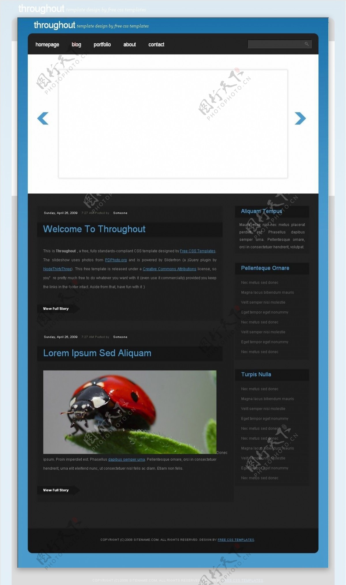 黑蓝BLOG展示网页模板