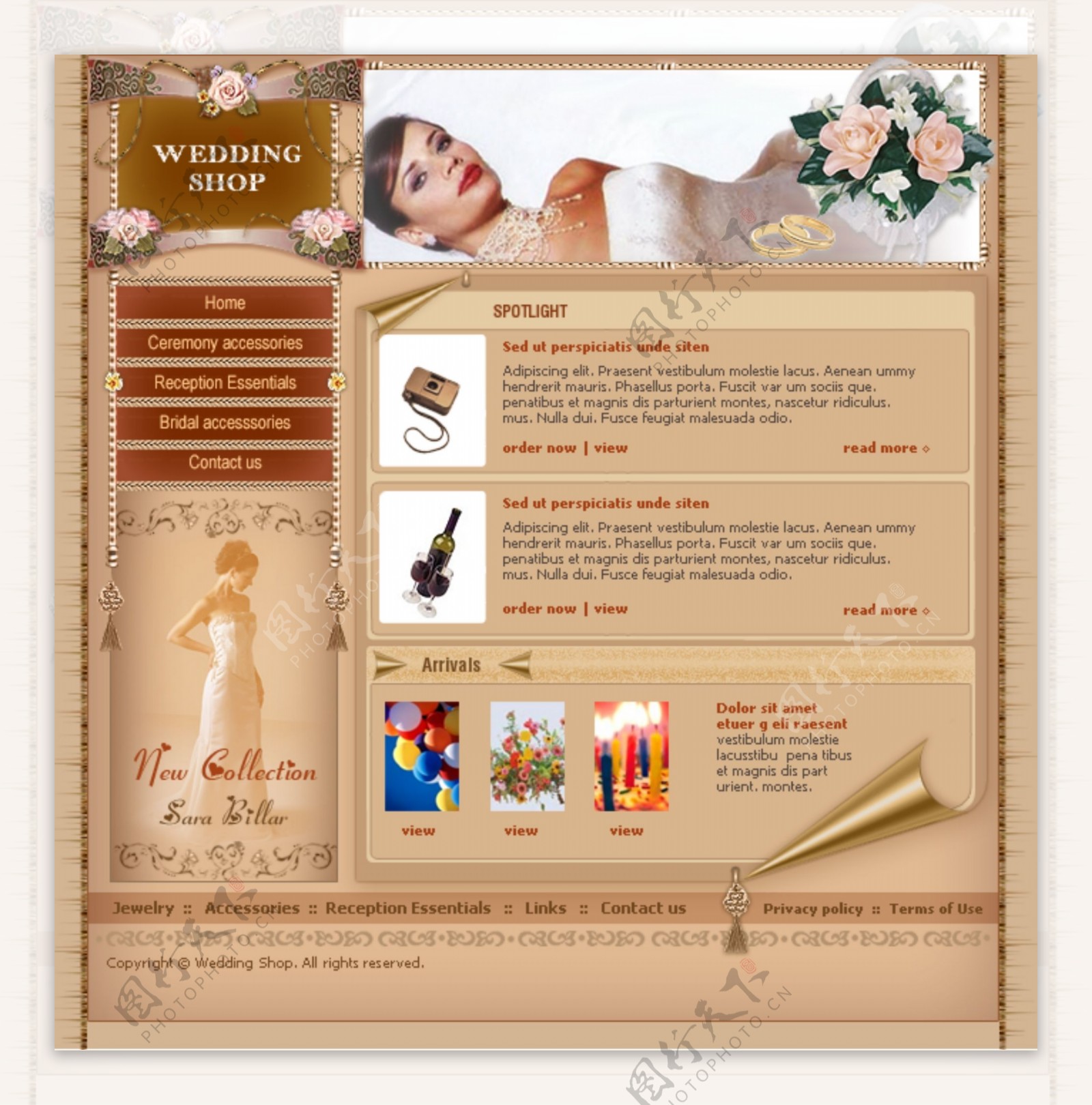 婚礼服饰网上商店网页模板
