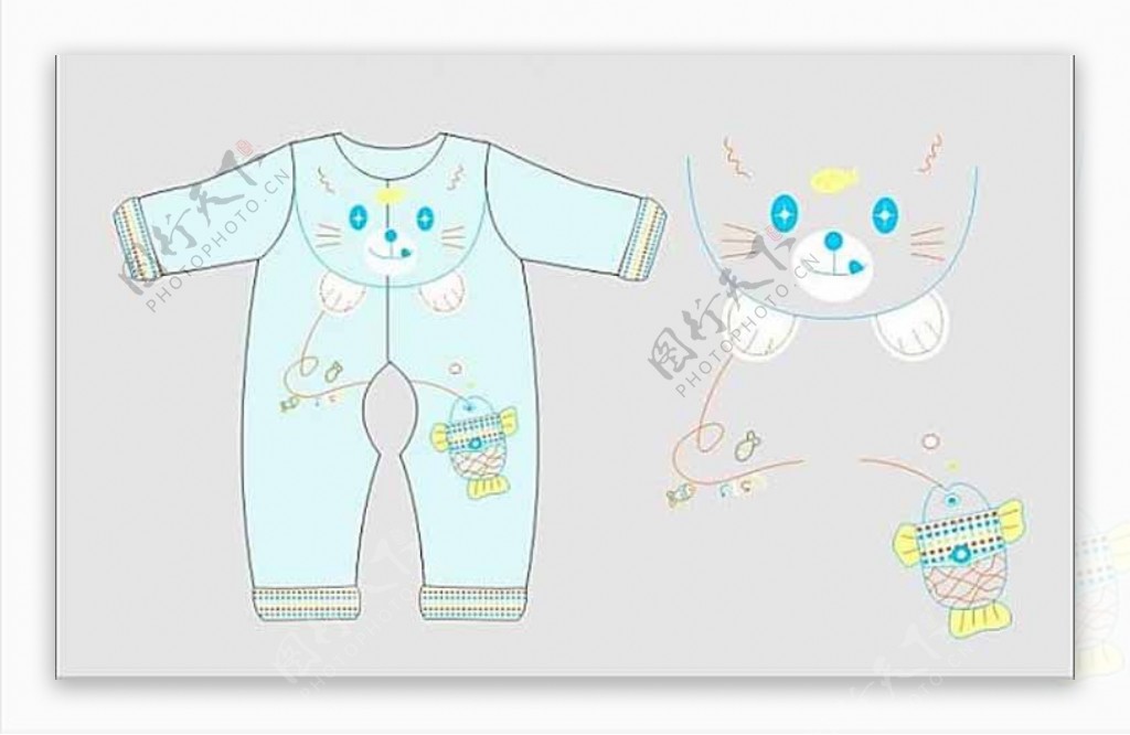 婴儿哈衣服装设计手稿图片
