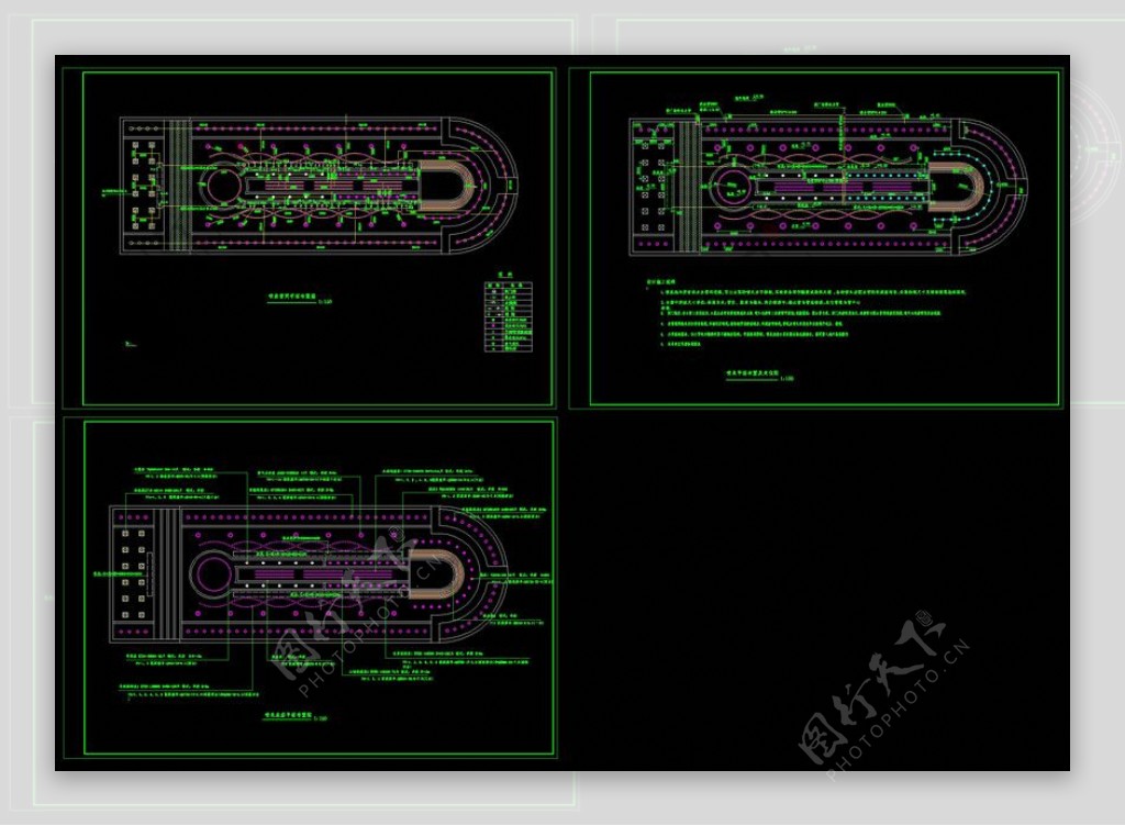喷泉平面图cad施工图