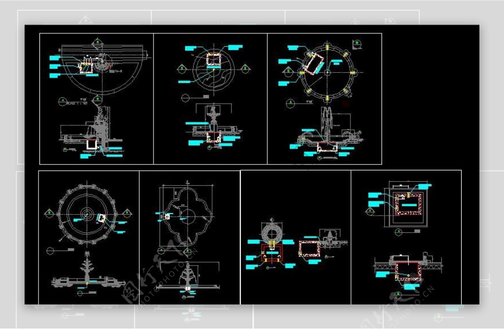 多款喷泉CAD施工图