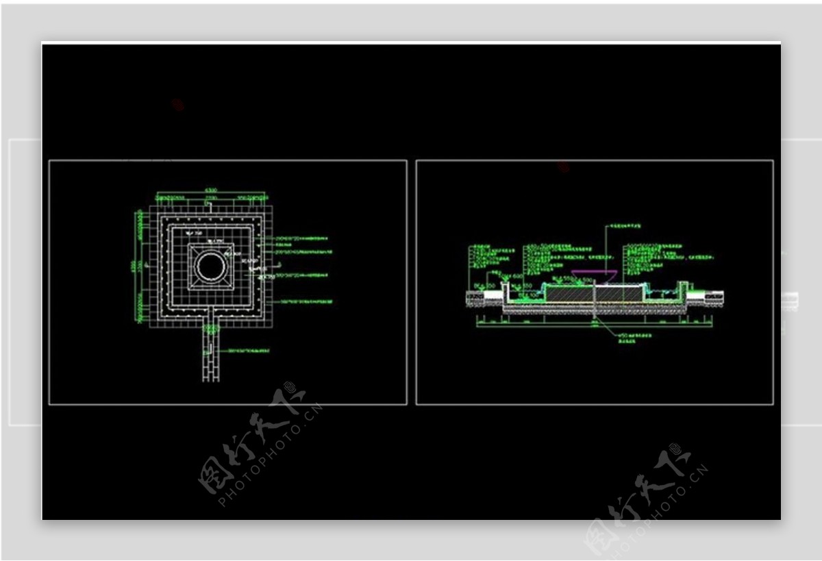 喷泉水体景区cad图纸