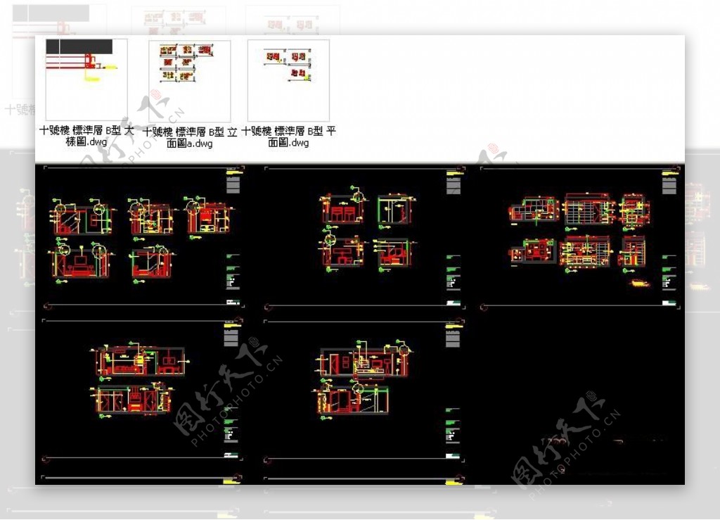 发几张住宅区建筑的平立剖面CAD图