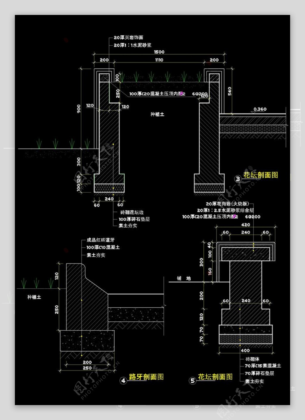 雕塑结构剖面cad图纸