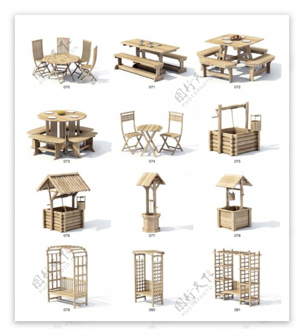 木制桌椅和柜子