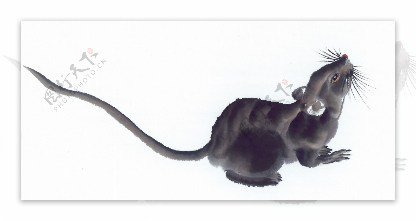 老鼠过街水墨