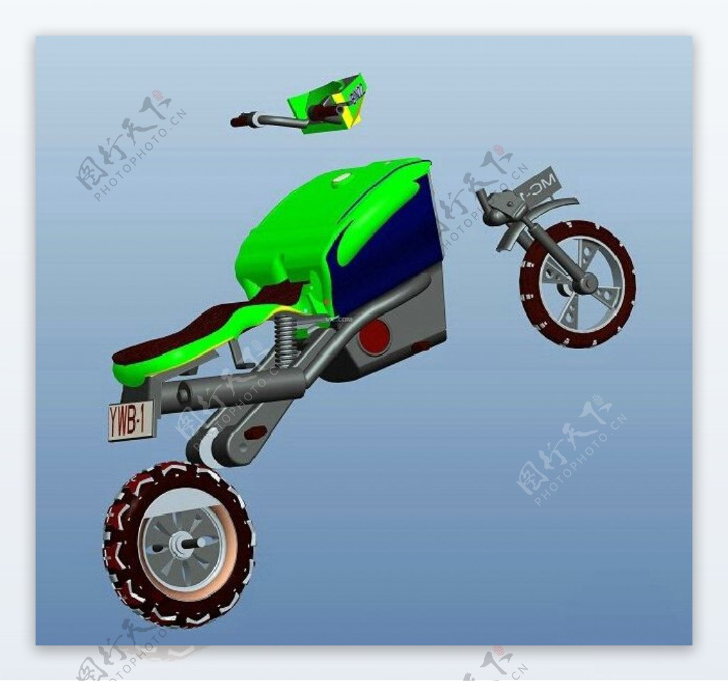 proe设计的摩托车3D模型