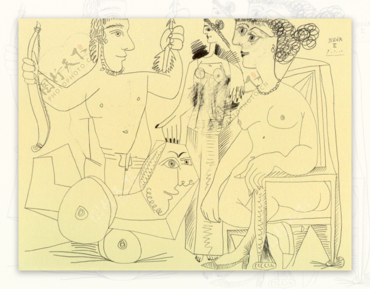 1967Retourduguerrier西班牙画家巴勃罗毕加索抽象油画人物人体油画装饰画