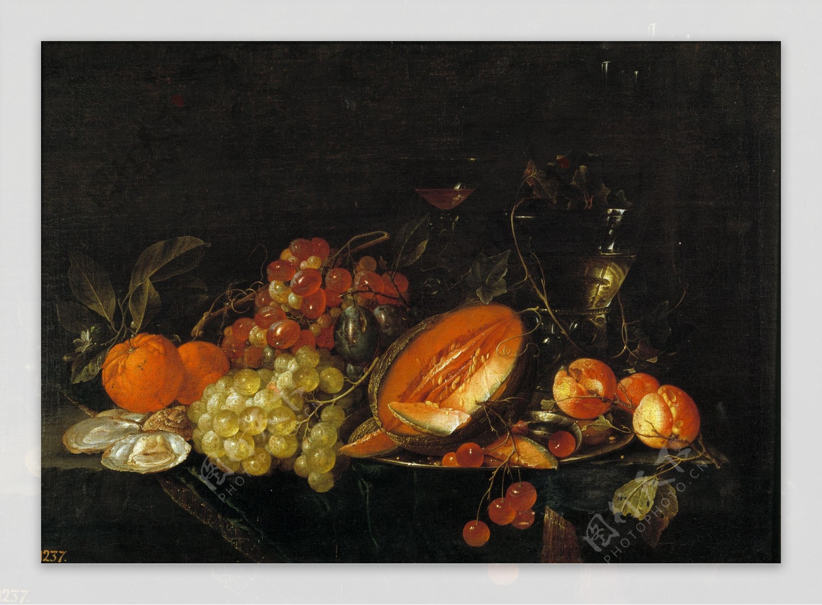 HeemCornelisdeMesaCa.1670静物水果瓜果蔬菜器皿食物印象画派写实主义油画装饰画