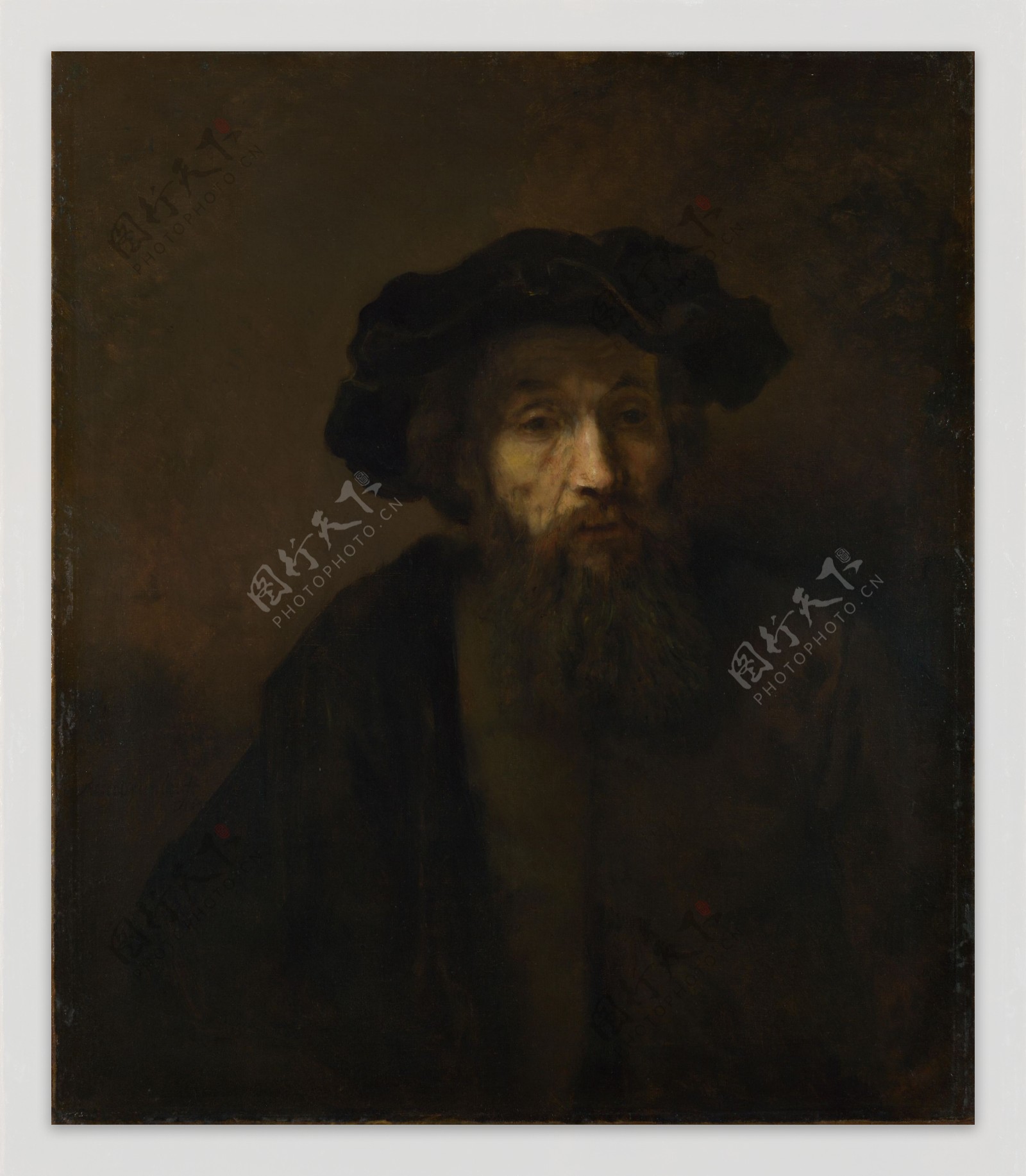 RembrandtABeardedManinaCap高清西方古典人物宗教人物神话人物巴洛克艺术油画装饰画