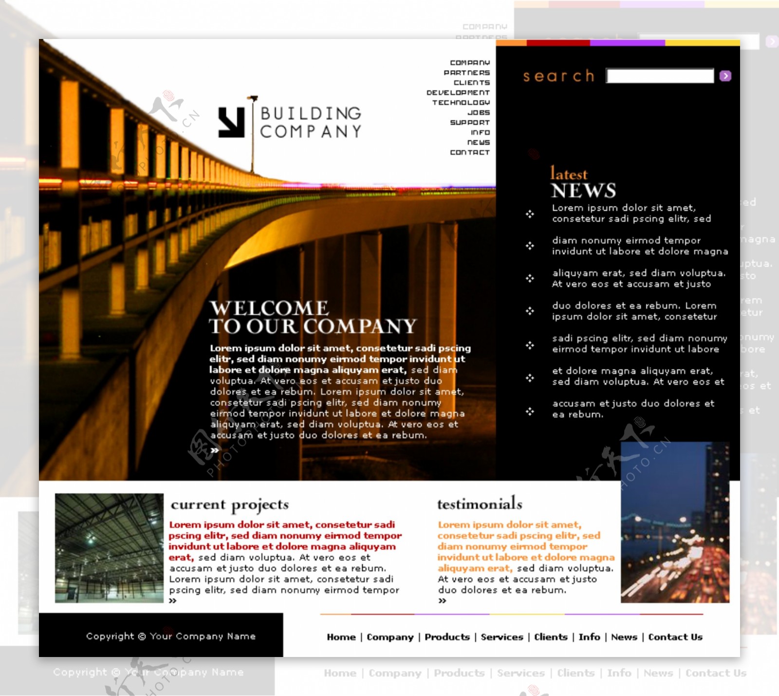 桥梁建筑设计公司网页模板