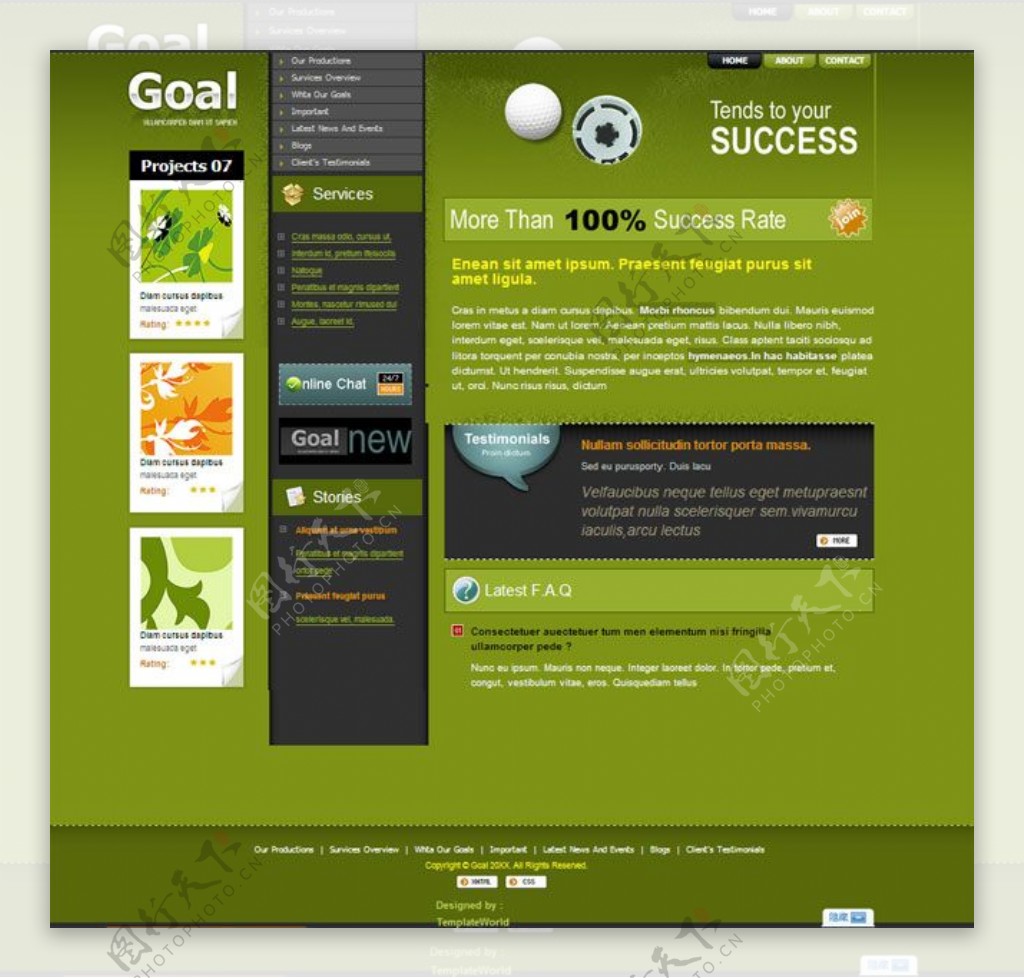 绿色高尔夫CSS网页