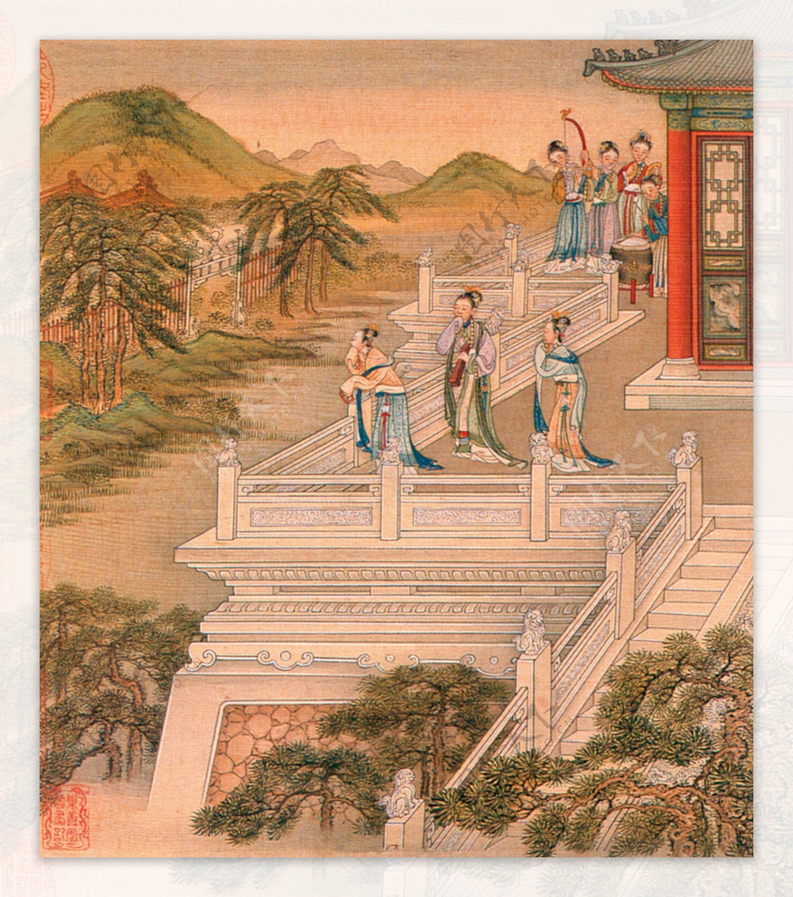 清明上河图古画风景画工女绣女民间艺术画中国民间艺术品中华刺绣民间艺术PSD分层素材源文件中国传统元素整合图库