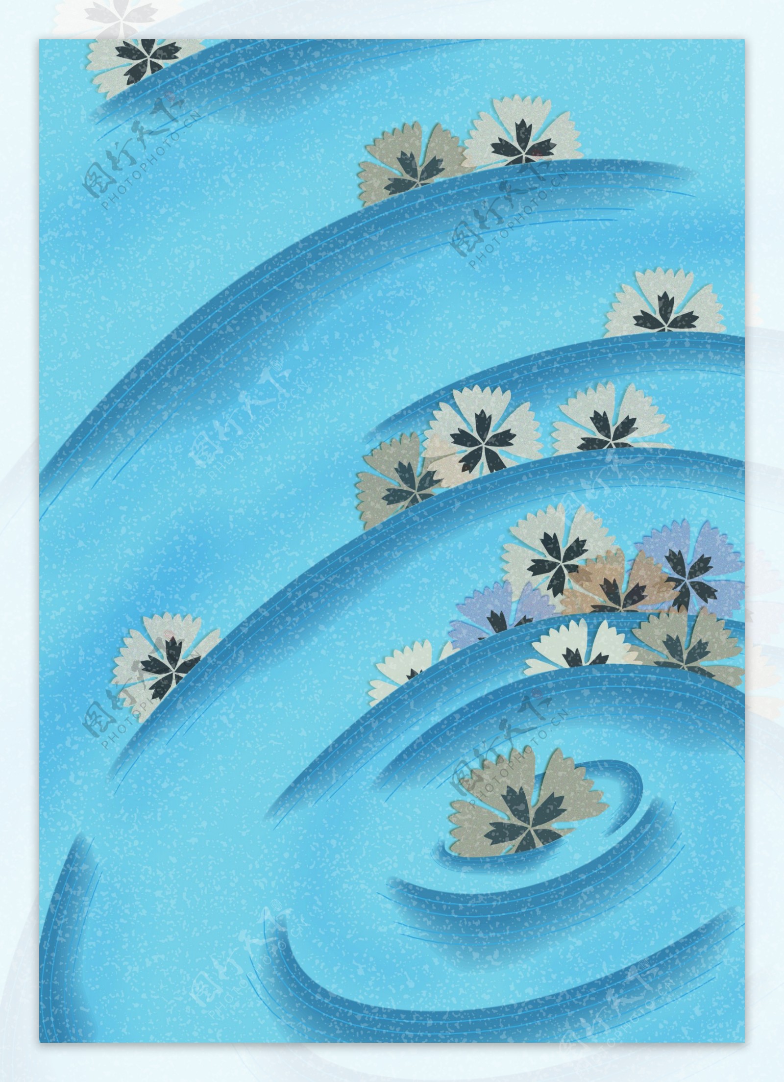 淡蓝樱花底纹花纹素材
