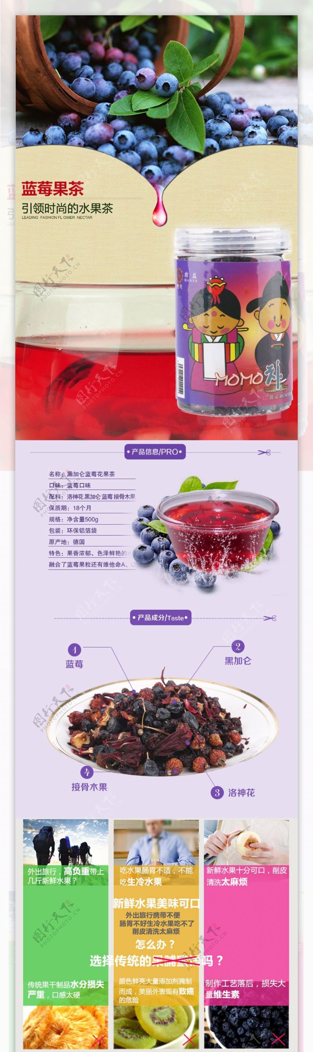 蓝莓水果茶详情页