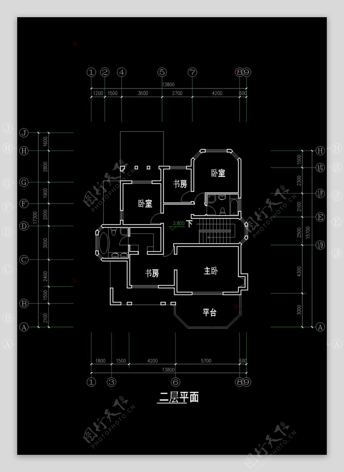 二层平面cad图纸