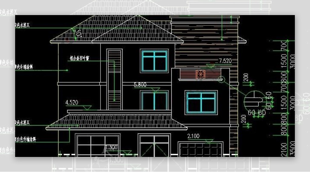 带车库及露台三层农村住宅房屋砖混结构建筑施工图结构图nbsp13x12