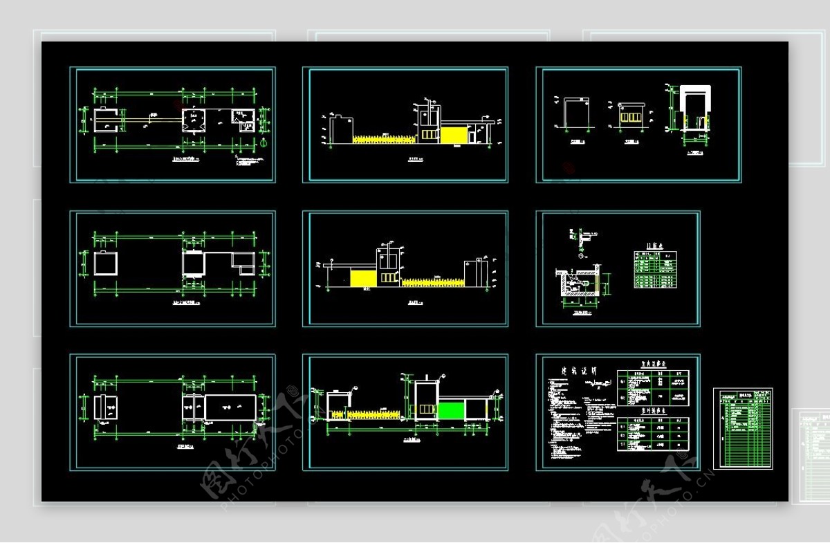 围墙大门建筑cad施工设计图