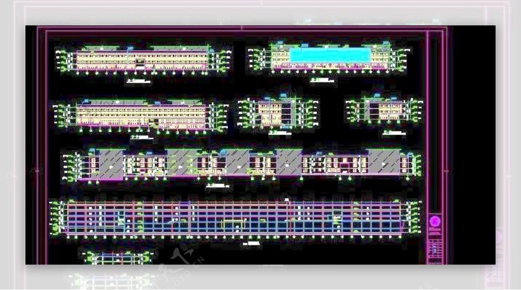 工业厂房办公楼建筑立面图及剖面图