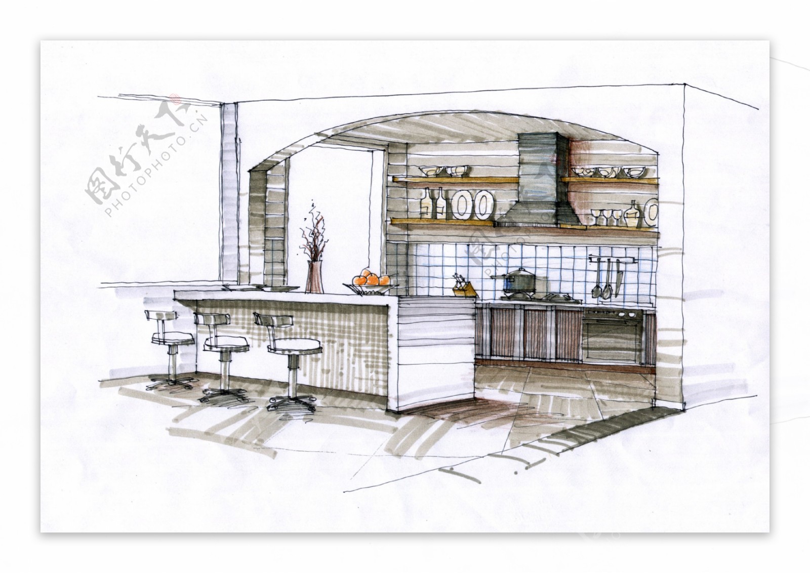 厨房手绘图片