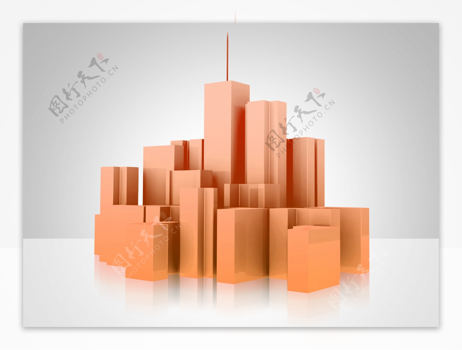 橙色3D建筑模型高清桌面壁纸概念背景