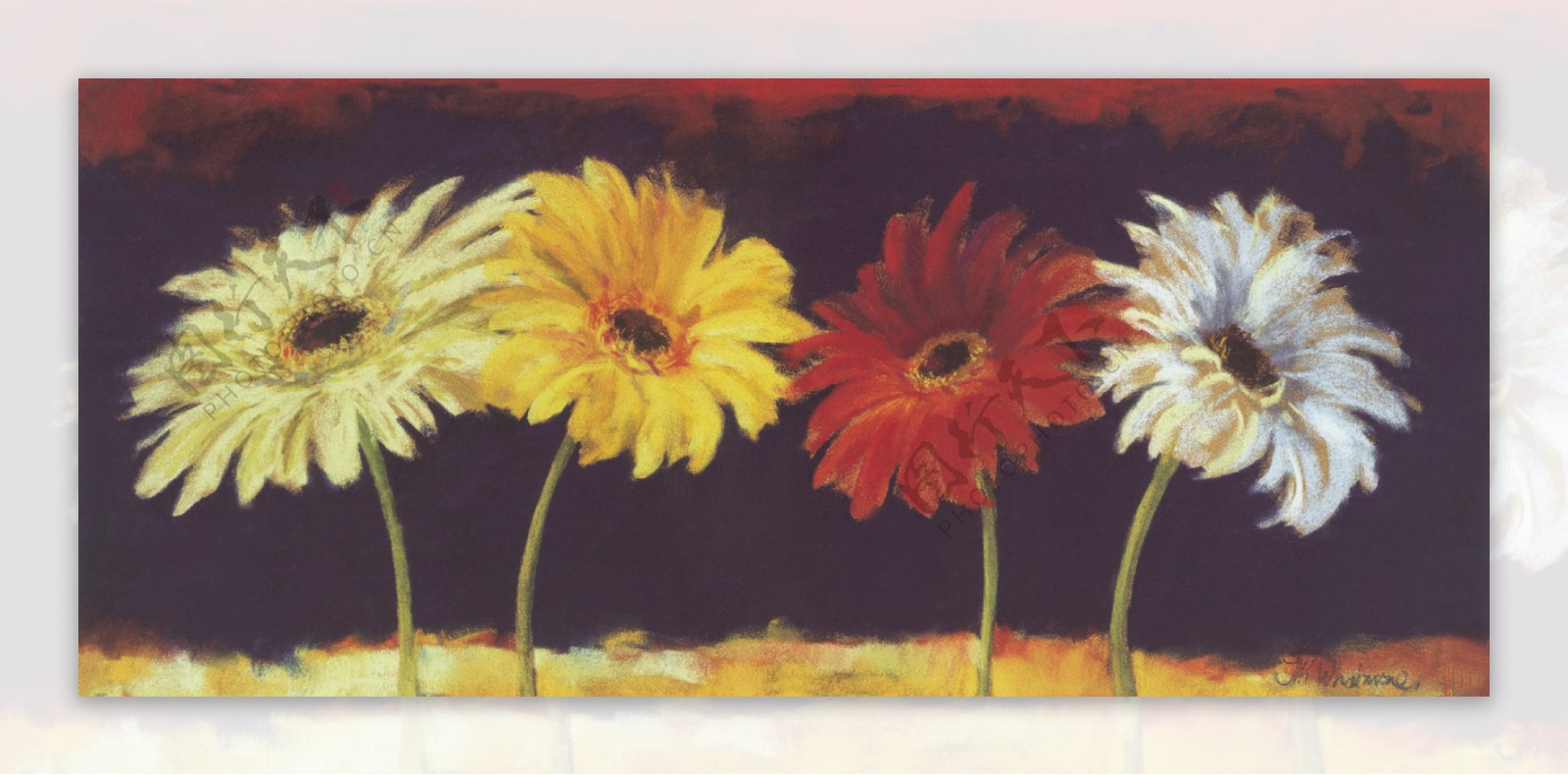 高清晰花卉油画无框画图片