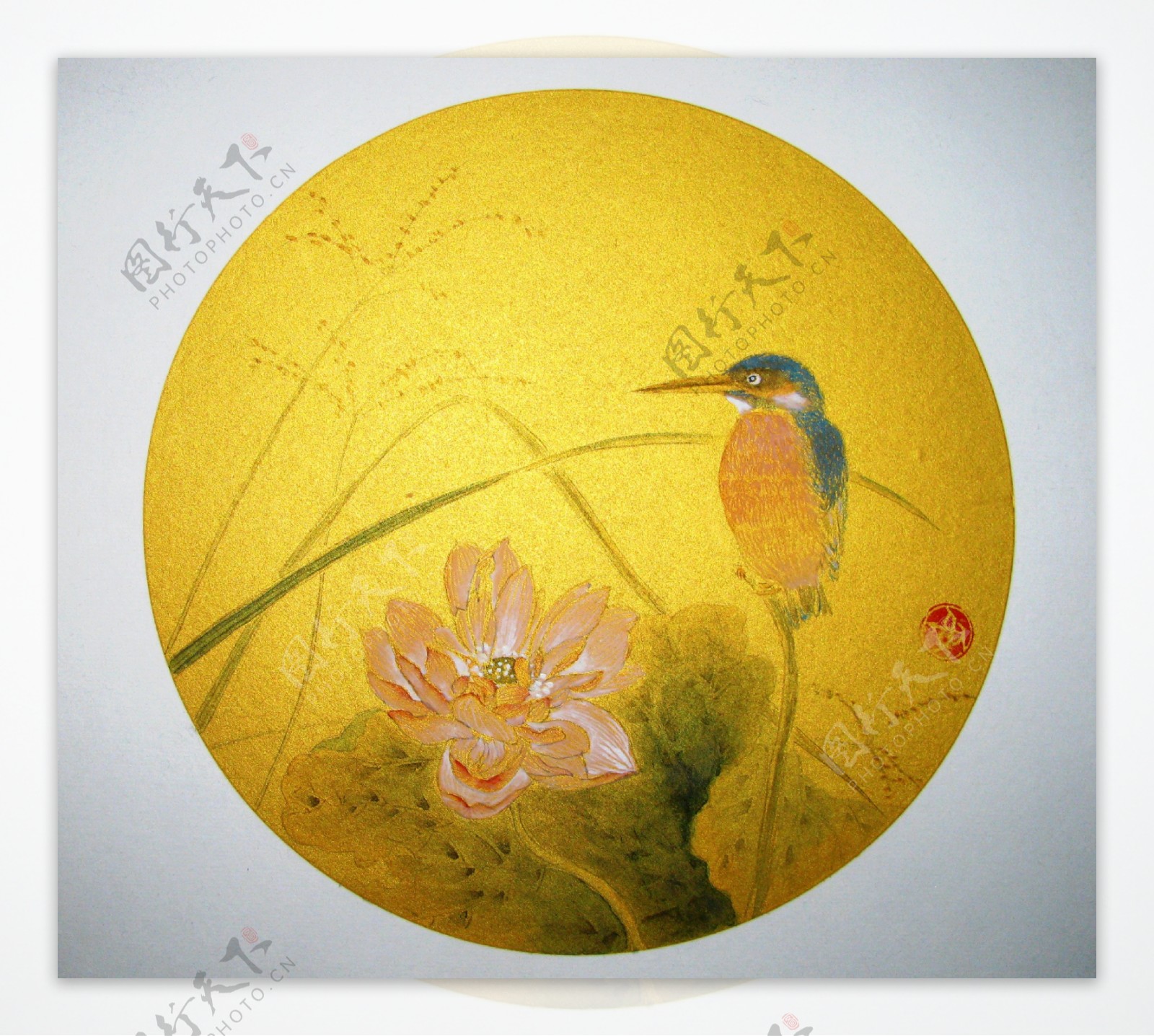 中国画工笔花鸟扇面图片