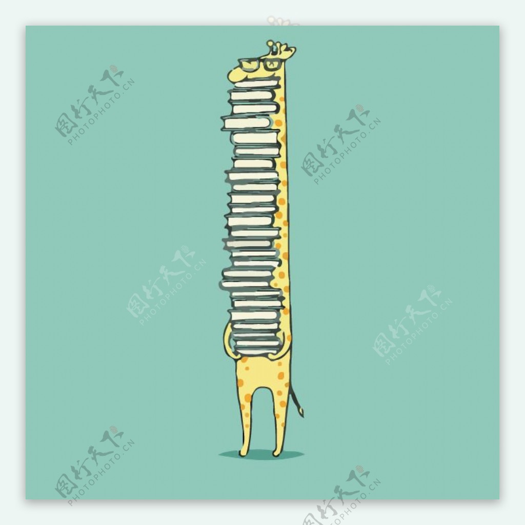 印花矢量图动物长颈鹿生活元素书本免费素材