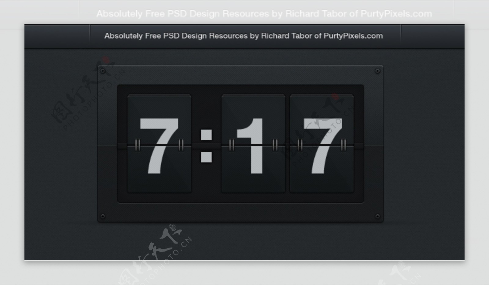 黑色时钟界面设计PSD素材