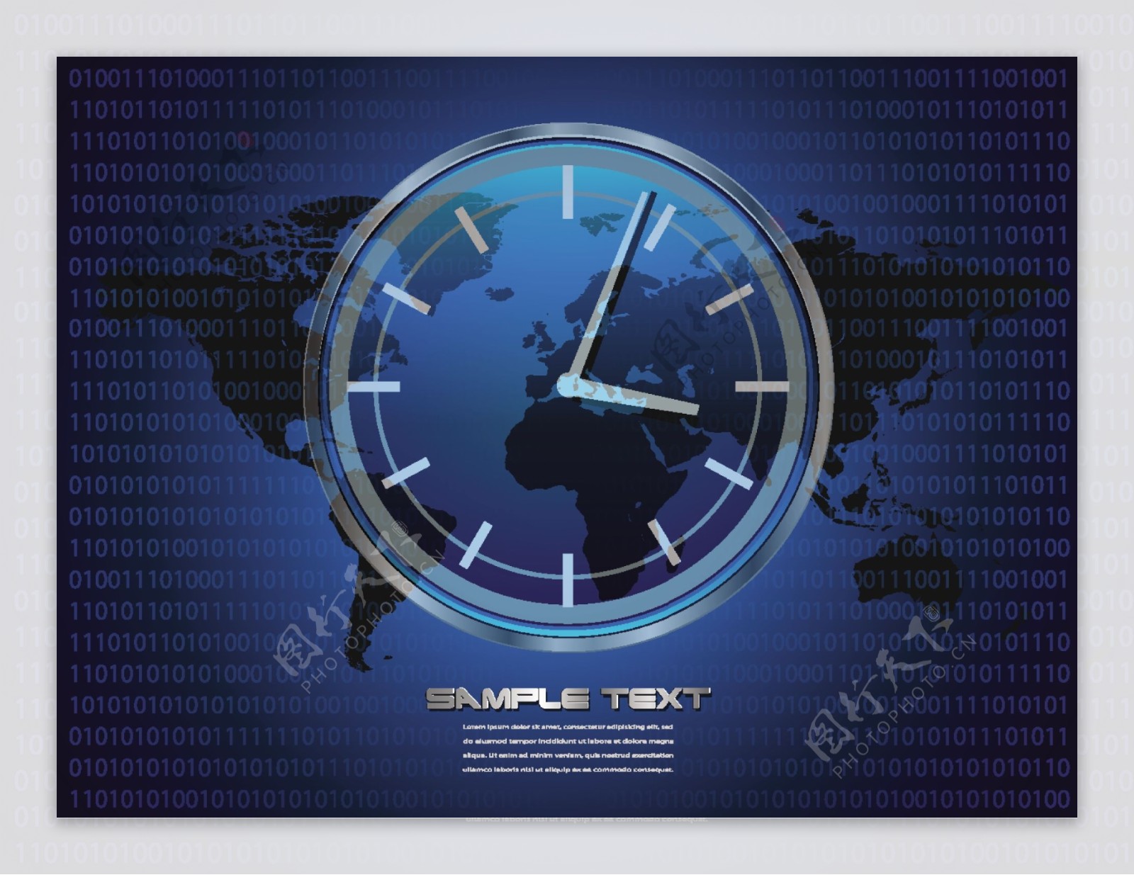 动感时钟地球背景商务金融科技背景图片