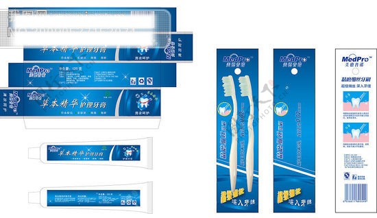 牙膏盒牙刷包装AI矢量素材牙膏盒牙膏牙刷包装牙膏牙刷蓝色包装化妆品清凉日用品广告设计包装设计矢量图库AI