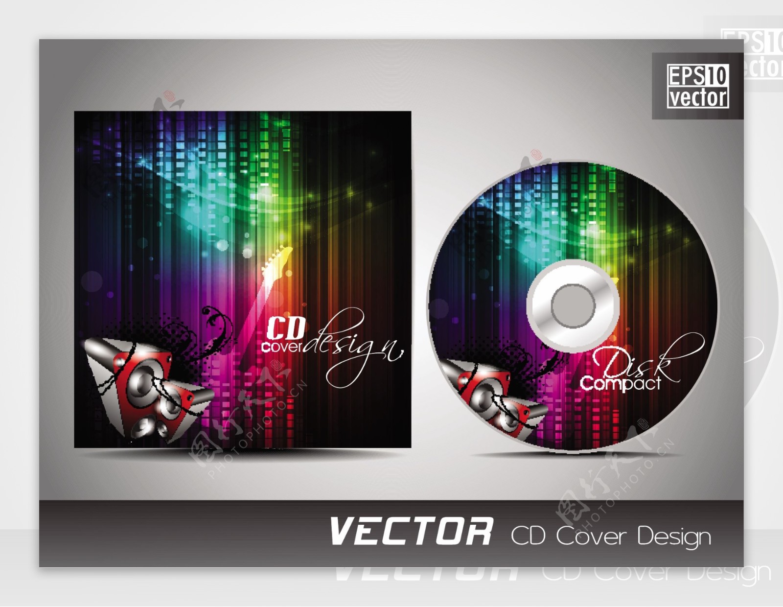CD封面展示设计模板复制空间和音乐的概念